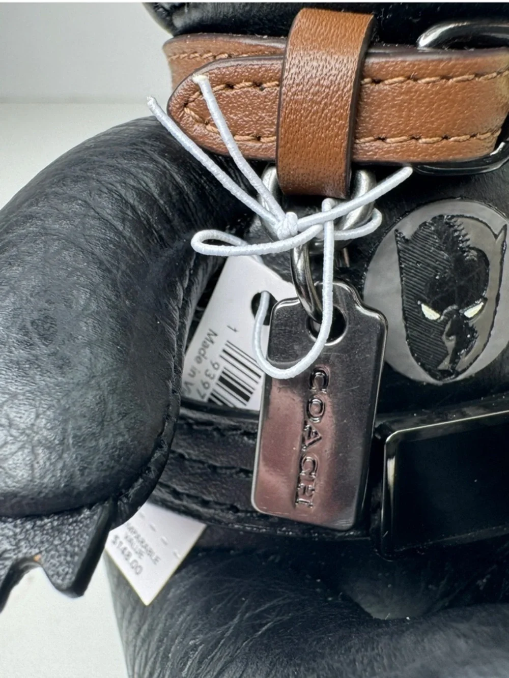 Coach Marvel Rare Black Panther Leather Bag Charm Keychain Fob 2750